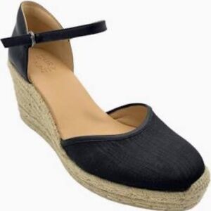 Naturalizer Black Canvas/Leather Bianca Woven Wedge Sandals Women’s Size 8 New